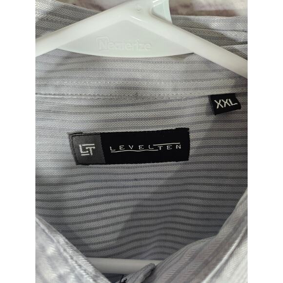 Level Ten Men's Long Sleeve Button Down Shirt L Grey Print XXL - Picture 8 of 8